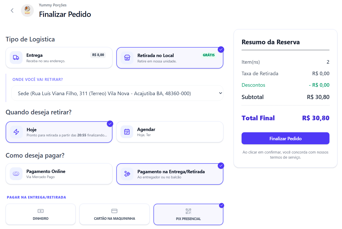 Interface de Finalização Urbyn